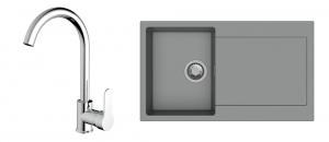 StrongSinks S3 Set Sink Zala 860 860x500mm granite gray + tap Seina chrome