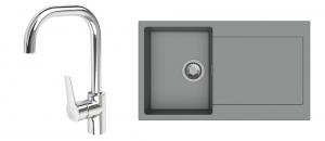 StrongSinks S3 Set Sink Zala 860 860x500mm granite gray + tap Garonne chrome