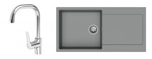 StrongSinks S3 Set Sink Zala 1000 1000x500mm granite gray + tap Garonne chrome