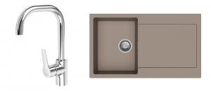 StrongSinks S3 Set dřez Zala 860 860x500mm granit hnědá + Baterie Garonne chrom