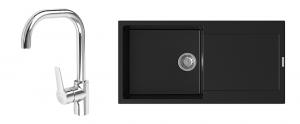 StrongSinks S3 Set Sink Zala 1000 1000x500mm granite black + tap Garonne chrome
