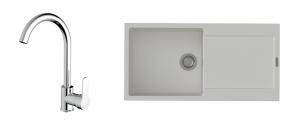 StrongSinks S3 Set dřez Zala 1000 1000x500mm granit bílá + Baterie Seina chrom