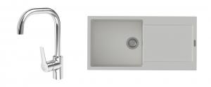 StrongSinks S3 Set dřez Zala 1000 1000x500mm granit bílá + Baterie Garonne chr.