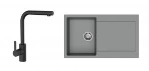 StrongSinks S3 Set Sink Zala 860 860x500mm granite gray + tap Ipoly black