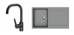 StrongSinks S3 Set Sink Zala 860 860x500mm granite gray + tap Garonne black