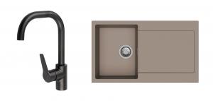 StrongSinks S3 Set dřez Zala 860 860x500mm granit hnědá + Baterie Garonne černá