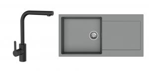 StrongSinks S3 Set Sink Zala 1000 1000x500mm granite gray + tap Ipoly black