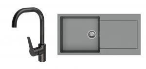 StrongSinks S3 Set Sink Zala 1000 1000x500mm granite gray + tap Garonne black