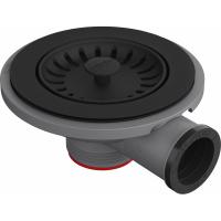 FRANKE Colorline strainer valve matt black with overflow branch