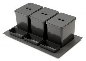 StrongBins sorter 3x16 l for cabinet with drawer, width 800 - 900 mm, anthracite