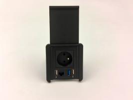StrongPower elektrická zásuvka SourceCover, USB 3.0, RJ45, FR, černá