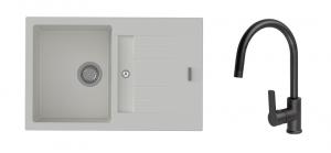 K-StrongSinks S3 Set sink Vardar 780x500mm granite white + Tap Loira black