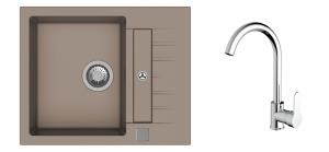 K-StrongSinks S3 Set sink Vardar 615x500mm granite beige + Tap Seina chrome