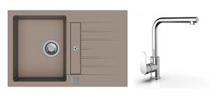 K-StrongSinks S3 Set sink Vardar 780x500mm granite beige + Tap  Stréva chrome