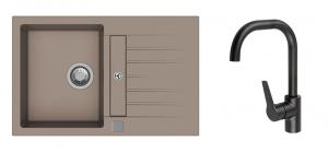 K-StrongSinks S3 Set sink Vardar 780x500mm granite beige + Bater. Garonne black