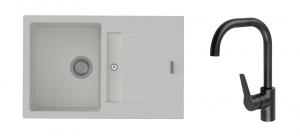 K-StrongSinks S3 Set sink Vardar 780x500mm granite white + Tap Garonne black