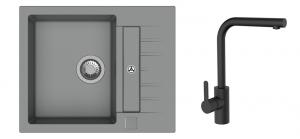 K-StrongSinks S3 Set sink Vardar 615x500mm granite grey + Tap Ipoly black