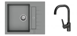 K-StrongSinks S3 Set sink Vardar 615x500mm granite grey + Tap Garonne black