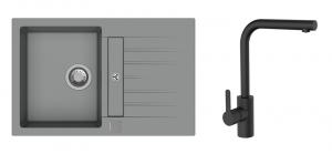 K-StrongSinks S3 Set sink Vardar 780x500mm granite grey + Tap Ipoly black