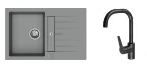 K-StrongSinks S3 Set sink Vardar 780x500mm granite grey + Tap Garonne black