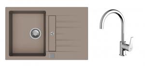 K-StrongSinks S3 Set sink Vardar 780x500mm granite beige + Tap Rhona chrome