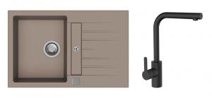 K-StrongSinks S3 Set sink Vardar 780x500mm granite beige + Tap Ipoly black
