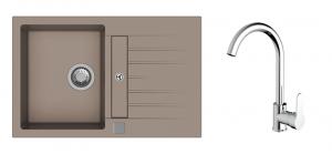 K-StrongSinks S3 Set sink Vardar 780x500mm granite beige + Tap Seina chrome
