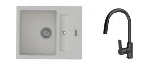 K-StrongSinks S3 Set sink Vardar 615x500mm granite white + Tap Loira black