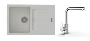 K-StrongSinks S3 Set sink Vardar 780x500mm granite white + Tap  Stréva chrome