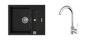 K-StrongSinks S3 Set sink Vardar 615x500mm granite black + Tap Seina chrome