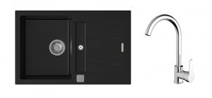 K-StrongSinks S3 Set sink Vardar 780x500mm granite black + Tap Seina chrome