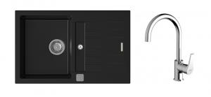 K-StrongSinks S3 Set sink Vardar 780x500mm granite black + Tap Rhona chrome