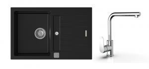 K-StrongSinks S3 Set sink Vardar 780x500mm granite black + Tap  Stréva chrome