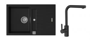 K-StrongSinks S3 Set sink Vardar 780x500mm granite black + Tap Ipoly black