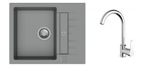 K-StrongSinks S3 Set sink Vardar 615x500mm granite grey + Tap Seina chrome