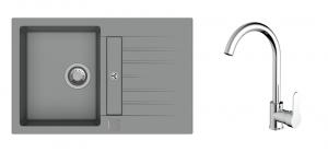 K-StrongSinks S3 Set sink Vardar 780x500mm granite grey + Tap Seina chrome