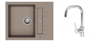 K-StrongSinks S3 Set sink Vardar 615x500mm granite beige + Bater. Garonne chrome