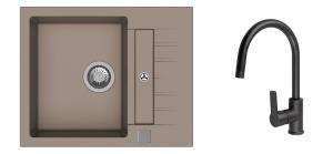 K-StrongSinks S3 Set sink Vardar 615x500mm granite beige + Tap Loira black