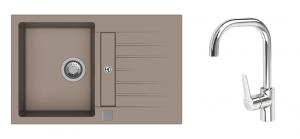 K-StrongSinks S3 Set sink Vardar 780x500mm granite beige + Tap Garonne chrome
