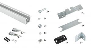 SISCO posuvné interiérové kování sada pro 1 křídlo, vedení 2m, 40kg, 2x brzda