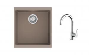 K-StrongSinks S3 Set dřez Hron 430x460mm granit béžová + Baterie Rhona chrom
