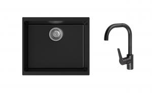 K-StrongSinks S3 Set dřez Hron 530x460mm granit černá + Baterie Garonne černá