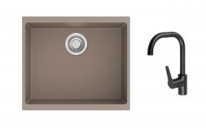 K-StrongSinks S3 Set dřez Hron 530x460mm granit béžová + Baterie Garonne černá