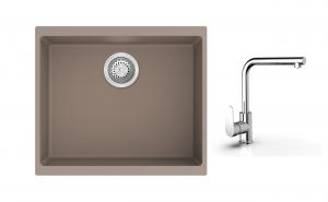 K-StrongSinks S3 Set dřez Hron 530x460mm granit béžová + Baterie  Stréva chrom