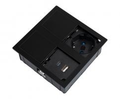Versahit Dual Electrical Socket 1X 230V, Schuko, Usb A/C 5V Black Matt