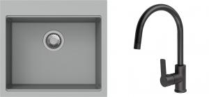 K-StrongSinks S3 Set dřez Ipel 560x510mm granit šedá + Baterie Loira černá