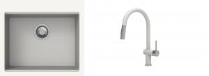 K-StrongSinks S3 Set dřez Ipel 560x510mm granit bílá + Baterie Neris bílá