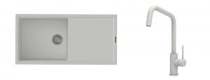 K-StrongSinks S3 Set Sink Labe 1000x500mm granite white + Tap Arda white