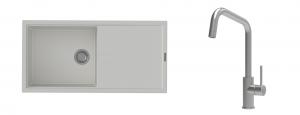K-StrongSinks S3 Set Sink Labe 1000x500mm granite white + Tap Arda inox