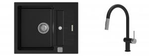K-StrongSinks S3 Set Sink Vardar 615x500mm granite black + Tap Neris black/inox